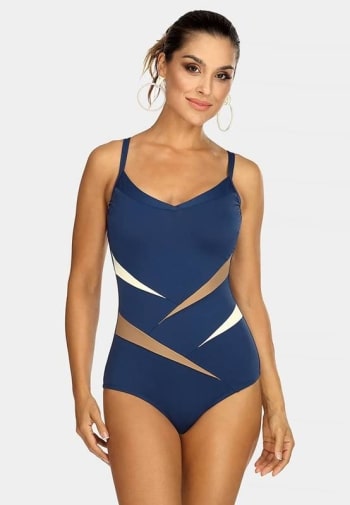 One-piece swimsuit Feba Simple cut navy blue F31/837