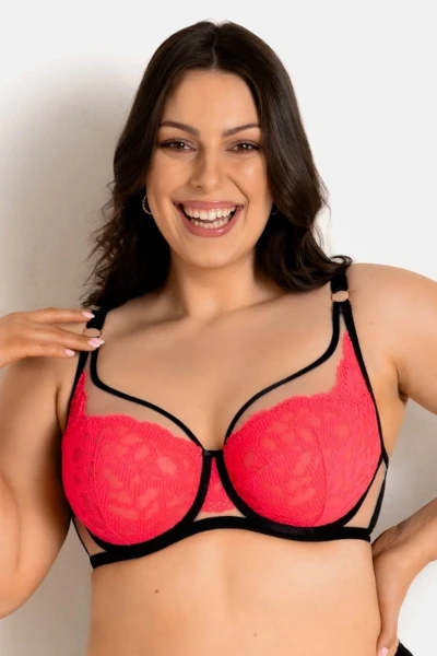 Biustonosz miękki Mediolano Funny plunge czarny fluo 19232