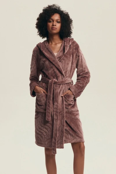 Szlafrok damski z kapturem Henderson Devyn fioletowy 43602