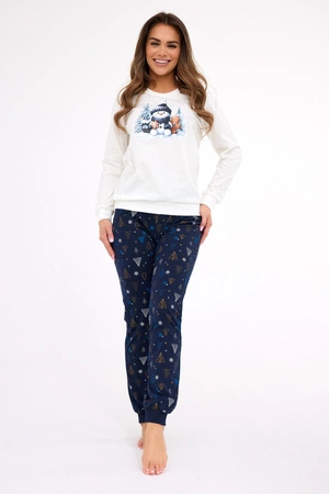 Damen-Baumwollpyjama Snowy Day Cornette 721/427 ecru