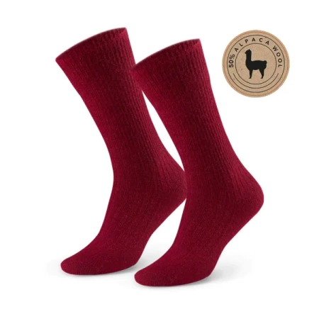 Women's socks 50% alpaca wool Steven, burgundy 044
