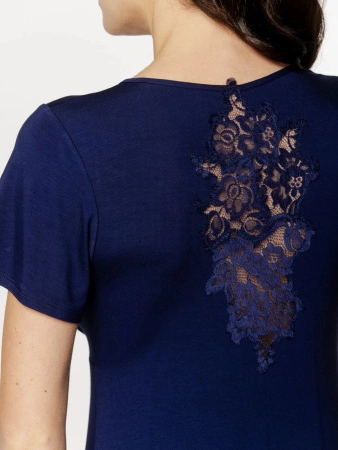 Coemi Damen-Nachthemd mit Spitze, marineblau 261C302