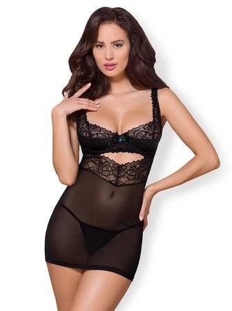 Seksowna koszulka i stringi Obsessive czarna 867-che-1