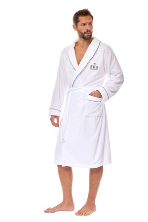 Szlafrok męski z bambusa L&L biały 2523