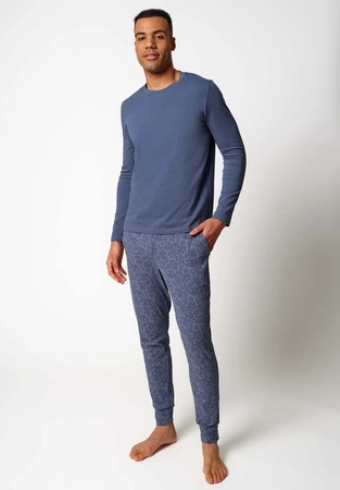 Skiny Herren-Baumwollpyjama blau 086997