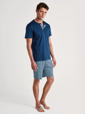 Calida Steamline 4 Men&#39;s Cotton Pajamas Navy Blue 46282