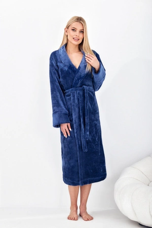 Women&#39;s long bathrobe L&amp;L Sky navy blue 2591