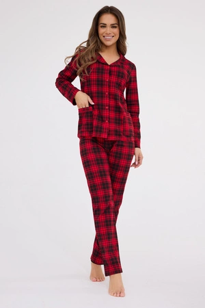 Damen kariertes Pyjama-Set Tracy Cornette rot 482/423