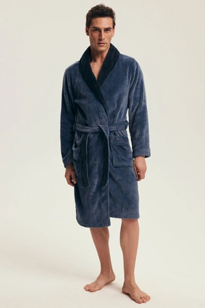 Henderson Nantes Men&#39;s Bathrobe Navy Blue 43375