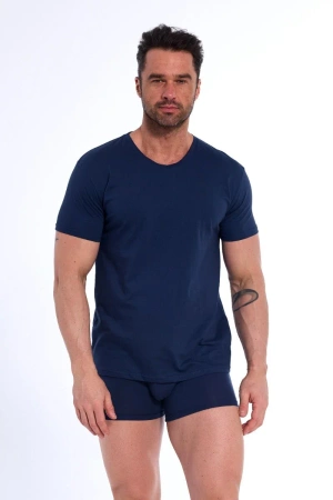 Authentisches Cornette Marineblau 202 Kurzarm-T-Shirt