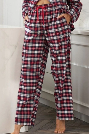 Spodnie damskie piżamowe z flaneli L&L Roxy w kratę 2477