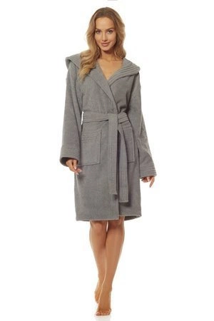 Women's terry bathrobe with hood 2101, graphite