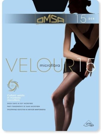 Velor tights 15den Omsa bleu