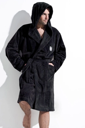 Men's short bathrobe with hood L&amp;L Iwo graphite