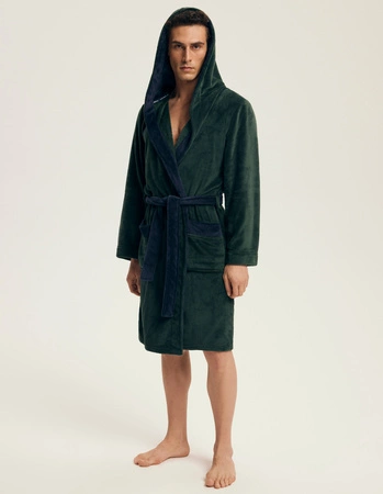 Men's short warm bathrobe Natch Henderson green 43377