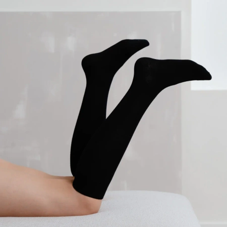 Women's merino wool knee socks Steven black 130