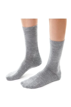 Steven Damen-Halbfrottee-Socken aus Merinowolle, Grau 130