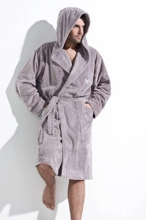 Men's short hooded robe Ivo L&L grey