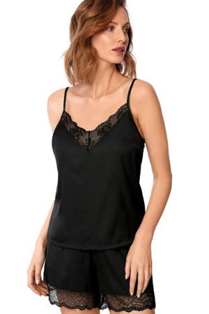 Zora Nipplex women's satin pajamas, black