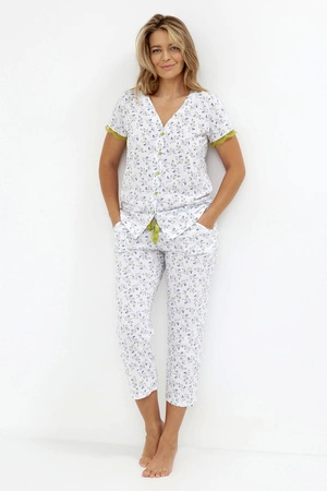 Cana 244 women&#39;s zip-up pajamas, white