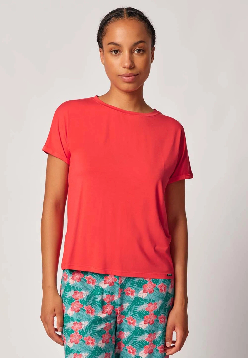 Koszulka damska t-shirt z bambusa Skiny koralowa 080774