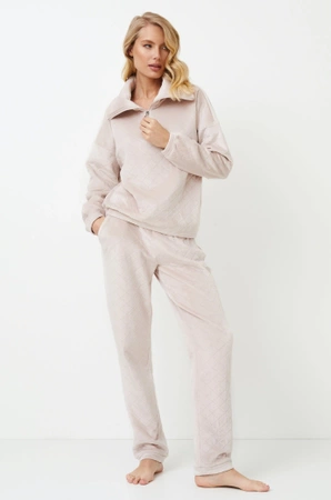 Warm pajamas, home tracksuit, Ella soft, light beige, Aruelle