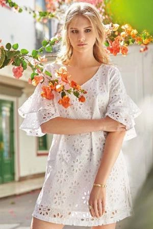 Sukienka z gipiurą Diana Iconique IC23-015 biała