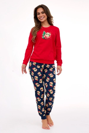 Weihnachtspyjama aus Baumwolle für Damen, Teddy Cornette, Rot, 671/422