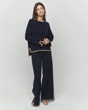 Selmark Knitted Lounge Suit Navy Blue P11354