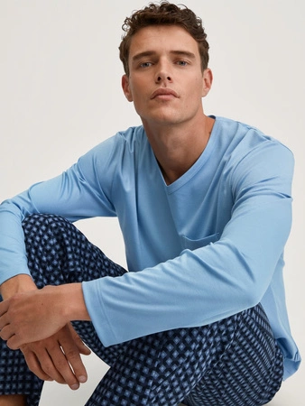 Calida Herren-Baumwollpyjama blau 46286
