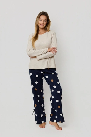 Mefemi Oceane women&#39;s viscose pajamas beige-navy blue PW85