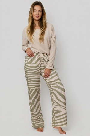 Piżama damska długa Mefemi Selene oliwkowa PX75