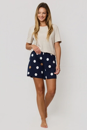 Piżama damska z wiskozy Mefemi Oceane beż-granat