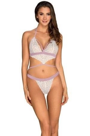 Seksowne koronkowe body Obsessive Lilyanne białe