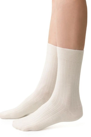 Women's pressure-free socks made of Steven merino wool, cream