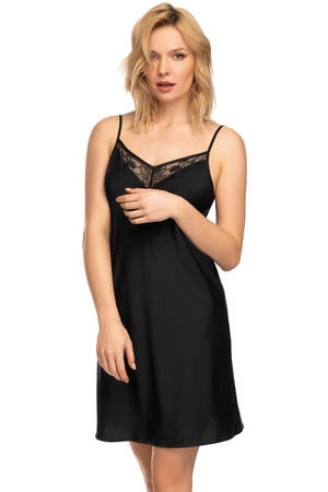 Nipplex Satin Nachthemd schwarz Zora