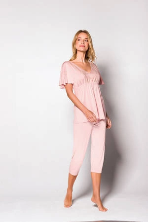 Schlafanzug aus Viskose für Damen Babella Sevilla rosa