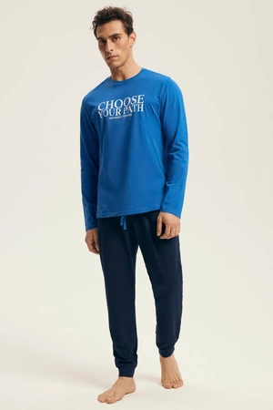 Men's Loop Cotton Pajamas Henderson Blue-Navy 43472