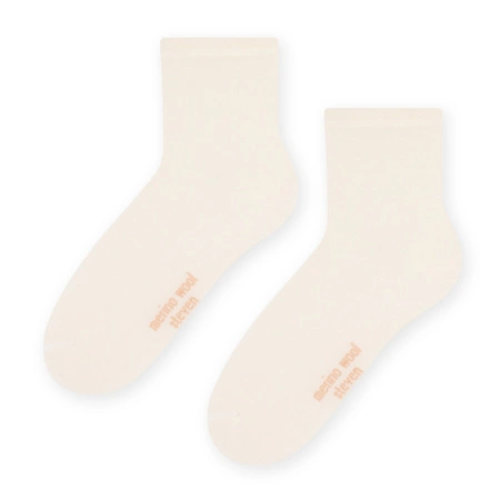 Steven Damensocken aus Merinowolle, Creme 130