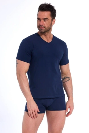 Cornette Authentic 201 navy blue short-sleeved t-shirt