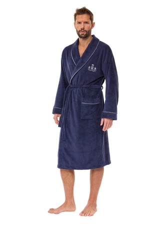 Szlafrok męski z bambusa L&L granatowy 2523