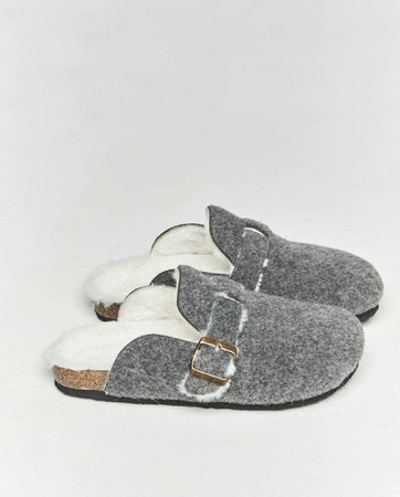 Selmark Damen Clog Hausschuhe grau PC127