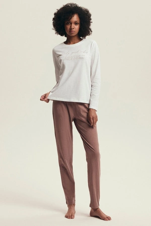 Delanie Henderson ecrufarbener Damen-Baumwollpyjama 43701