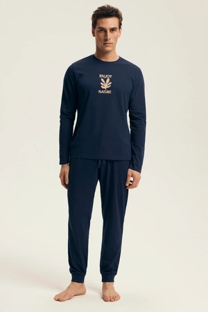 Henderson Level Herren-Baumwollpyjama, Marineblau, 43467