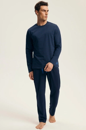 Herren-Baumwollpyjama Henderson New Marineblau 43455