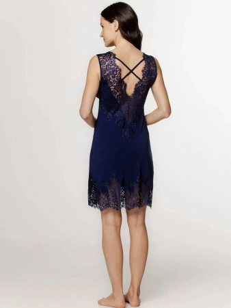 Women's nightdress with lace Coemi navy blue 261C301