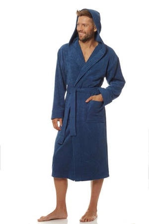 Langer Frottee-Bademantel für Herren L&L 2104 blau