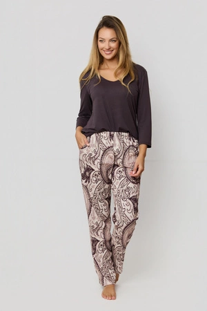 Mefemi Iris women&#39;s viscose and cotton pajamas, brown PU83