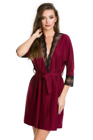 Women's peignoir dressing gown Mediolano Burgundy 05093 burgundy