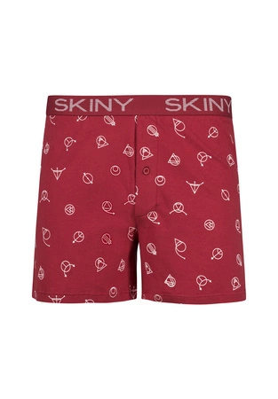 Men&#39;s loose boxer shorts with a Skiny burgundy pattern 080229